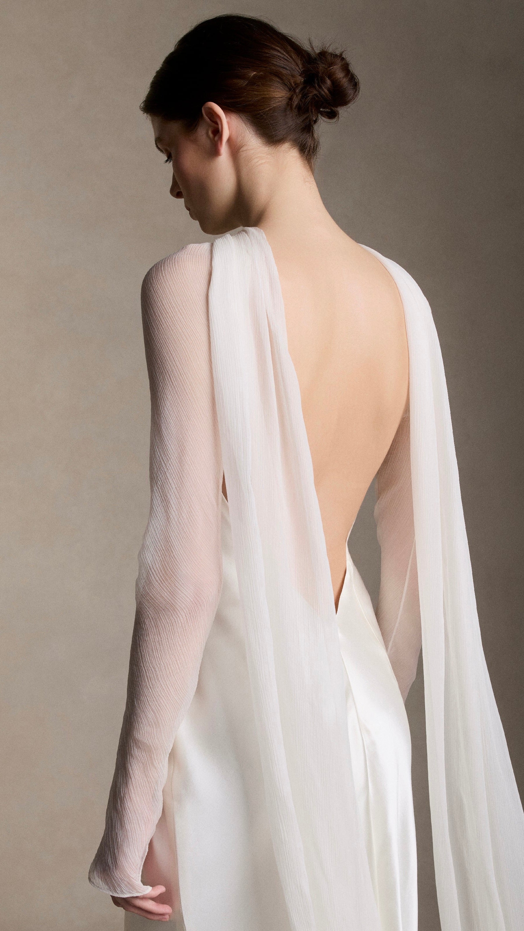 Mari with Crinkle Chiffon Sleeves