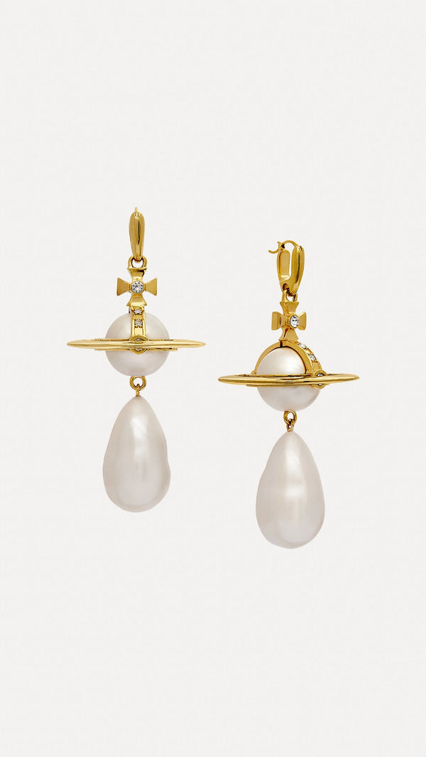 Giant Pearl Drop Earrings (Gold)