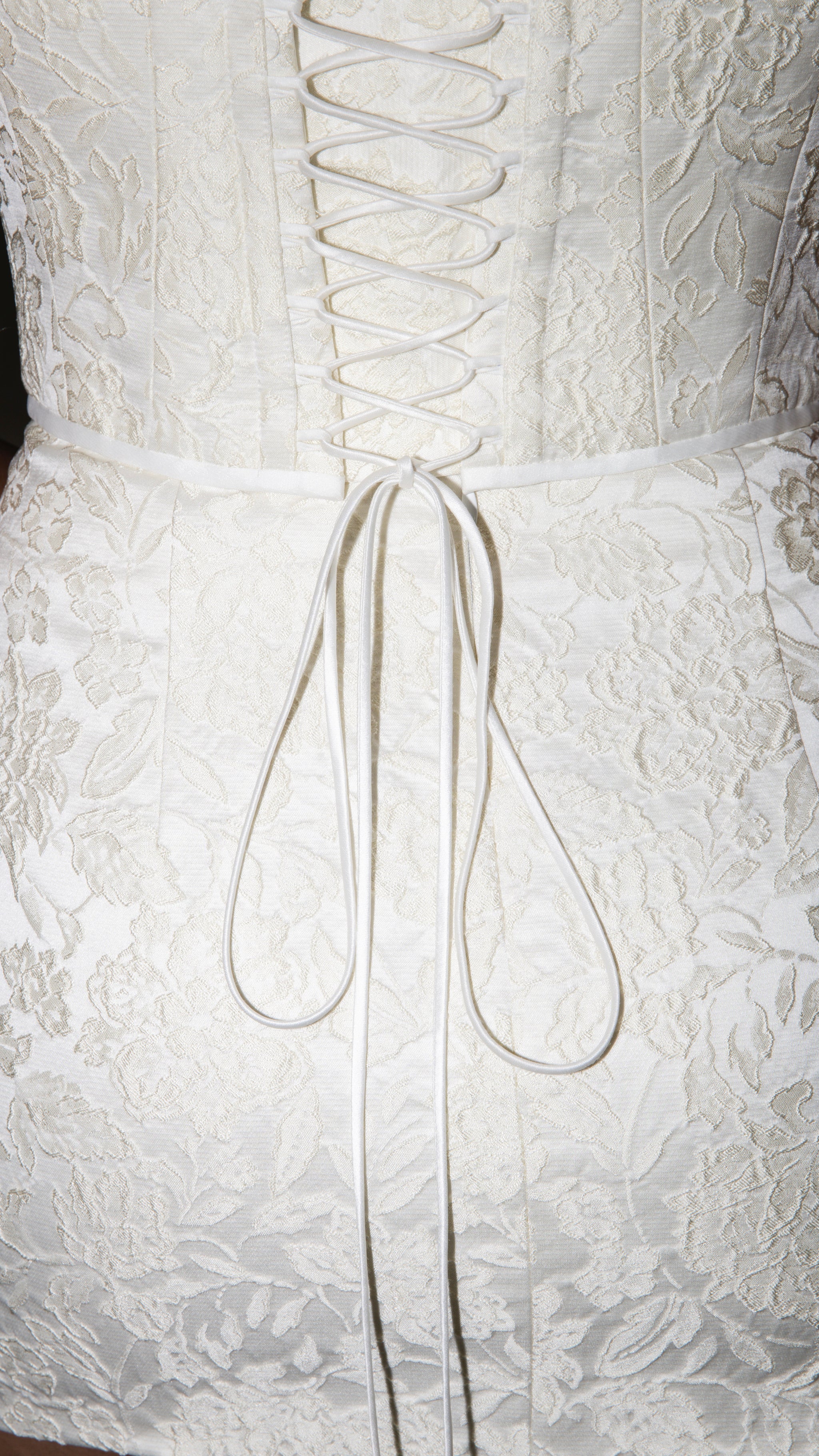 V Front Corset & Mini Skirt in Brocade