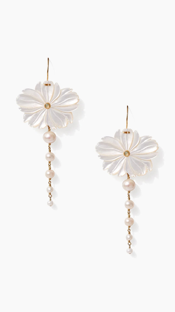 Magnolia Drop Earrings White