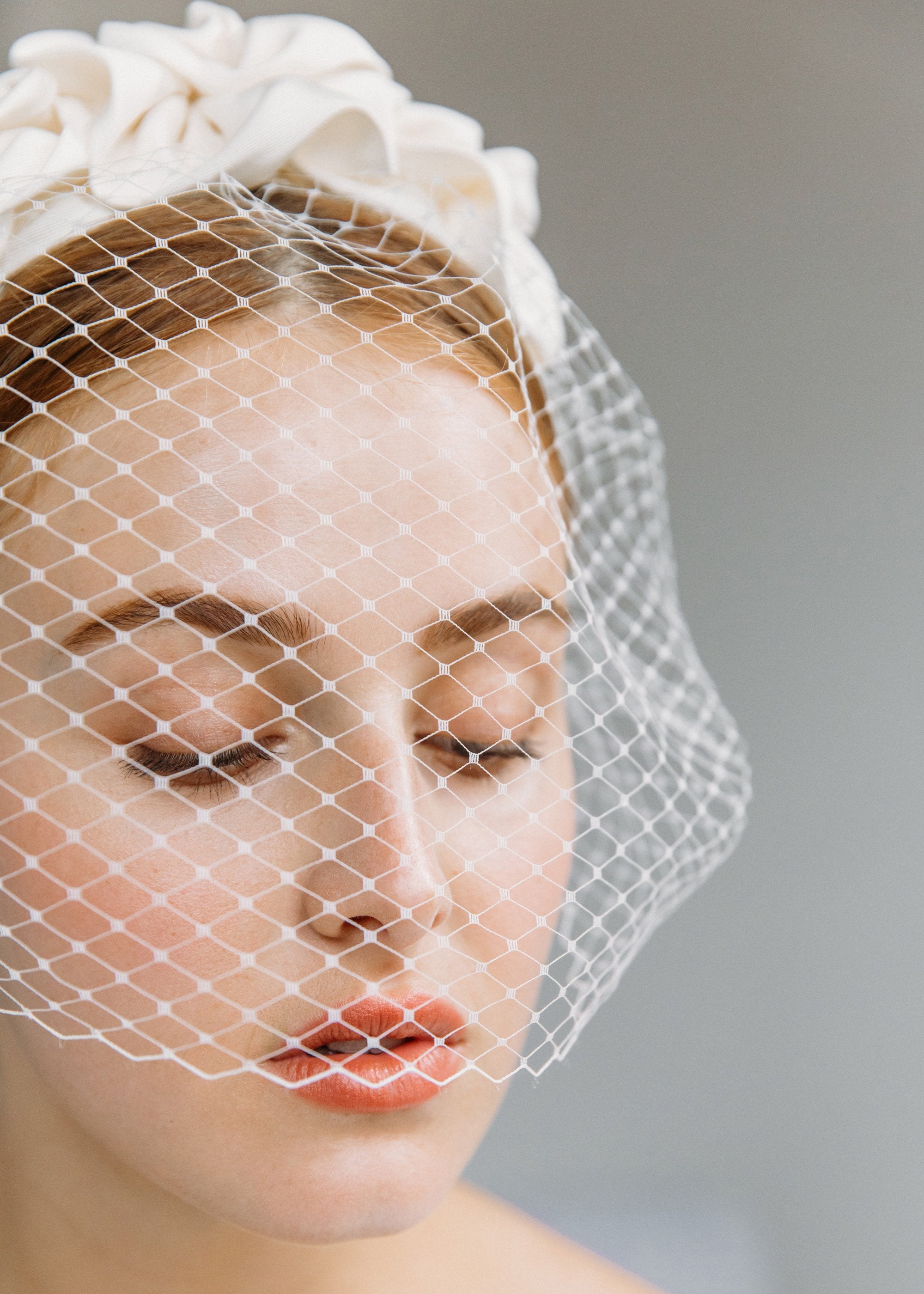 Triple Rosette with Veil  Headband veil, Bride headpiece, Vintage