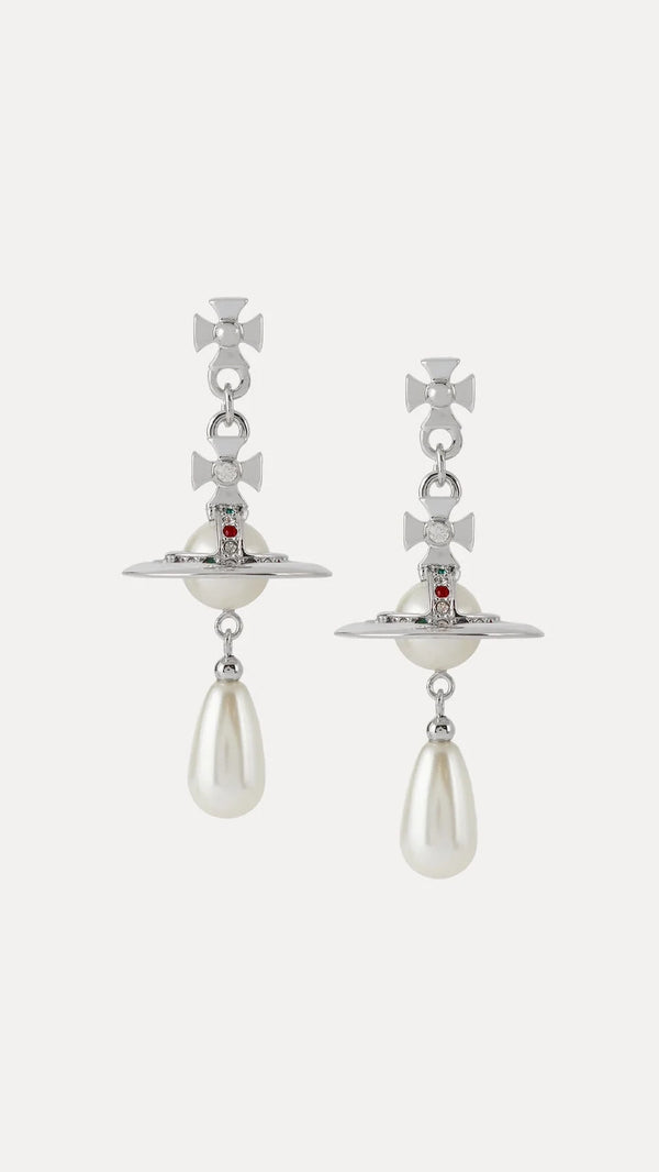 Pearl Drop Earrings (Silver Tone)