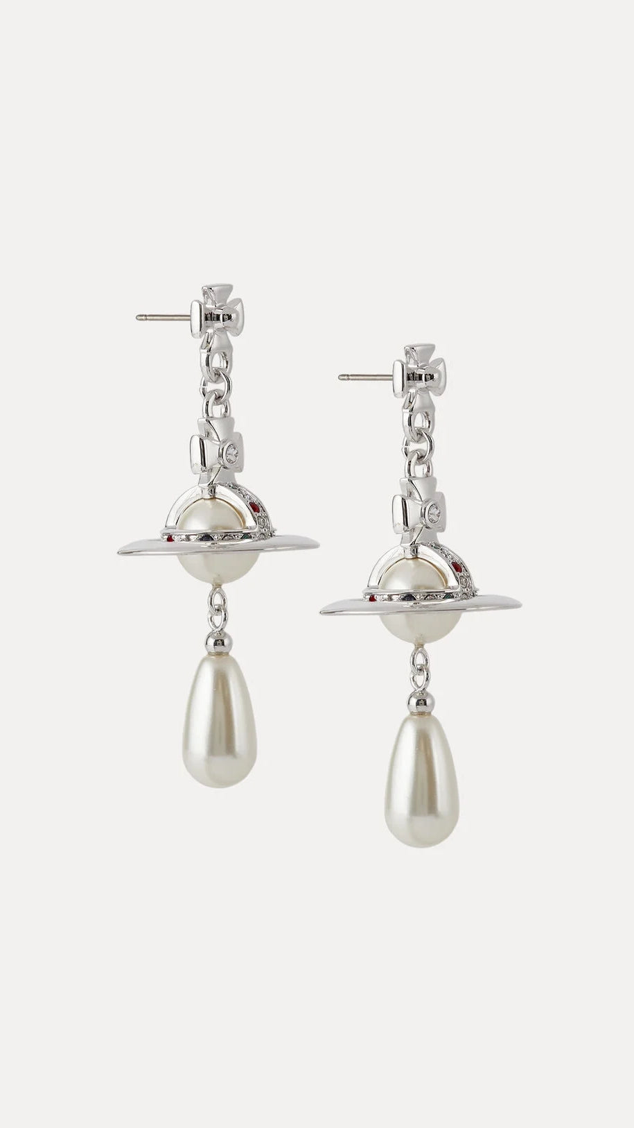 Pearl Drop Earrings (Silver Tone)