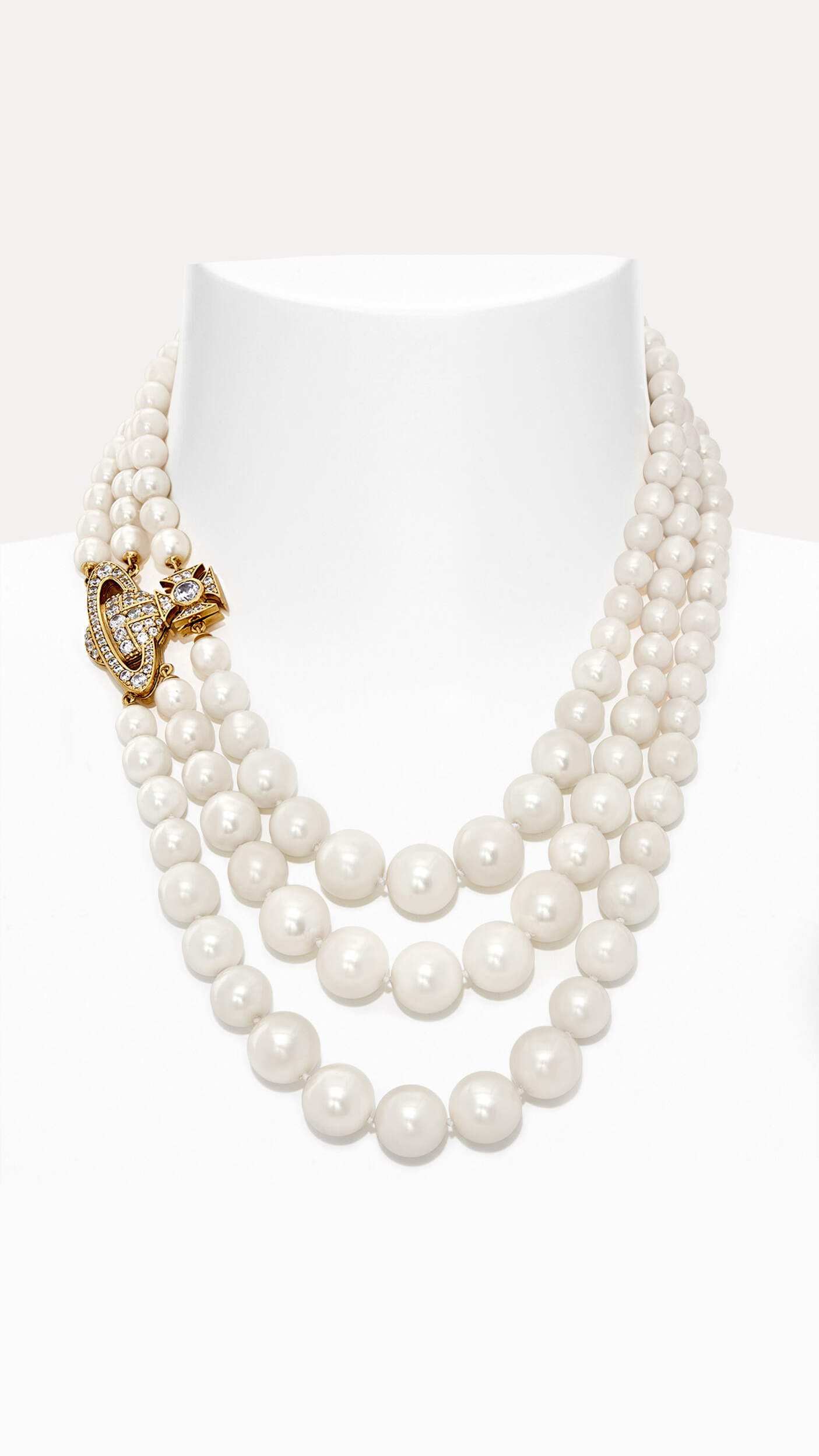 Graziella Three Row Pearl Necklace (Gold)