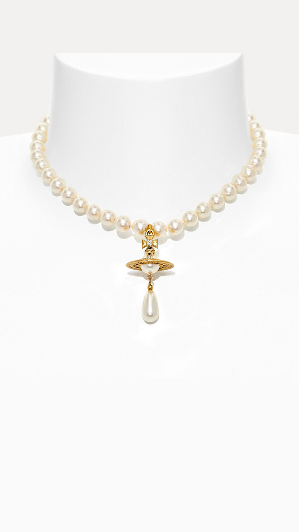 One Row Pearl Drop Choker